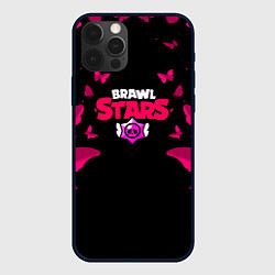 Чехол для iPhone 12 Pro Max Brawl stars бабочки, цвет: 3D-черный