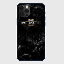 Чехол для iPhone 12 Pro Max Warhammer 40000 space marine 2 black logo, цвет: 3D-черный
