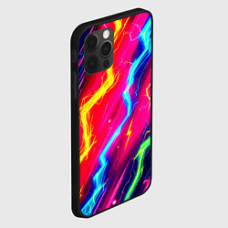 Чехол для iPhone 12 Pro Max Абстракция из неоновых молний - нейроарт, цвет: 3D-черный — фото 2