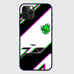 Чехол для iPhone 12 Pro Max Cyberpunk logo geometry, цвет: 3D-черный