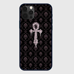 Чехол для iPhone 12 Pro Max Крест - узор с черепами, цвет: 3D-черный