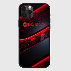 Чехол для iPhone 12 Pro Max Deadlock logo красные соты и неон, цвет: 3D-черный