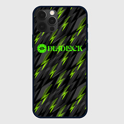 Чехол для iPhone 12 Pro Max Deadlock зеленые молнии, цвет: 3D-черный