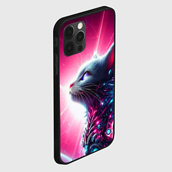 Чехол для iPhone 12 Pro Max Космический кибер котёнок - неоновое свечение, цвет: 3D-черный — фото 2