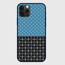 Чехол для iPhone 12 Pro Max Комбинированный синий со звездами узор, цвет: 3D-черный
