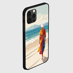 Чехол для iPhone 12 Pro Max Летний пейзаж с женщиной на пляже, цвет: 3D-черный — фото 2