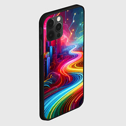 Чехол для iPhone 12 Pro Max Неоновый город - нейроарт, цвет: 3D-черный — фото 2