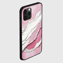 Чехол для iPhone 12 Pro Max Рваная бумага с розовой акварелью, цвет: 3D-черный — фото 2