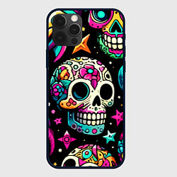 Чехол для iPhone 12 Pro Max Space collage with skulls and rockets - ai art, цвет: 3D-черный