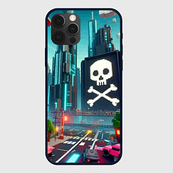 Чехол для iPhone 12 Pro Max Minecraft district with skull - ai art fantasy, цвет: 3D-черный