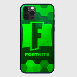 Чехол для iPhone 12 Pro Max Fortnite - green gradient, цвет: 3D-черный