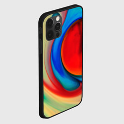 Чехол для iPhone 12 Pro Max Жидкие цветные краски, цвет: 3D-черный — фото 2