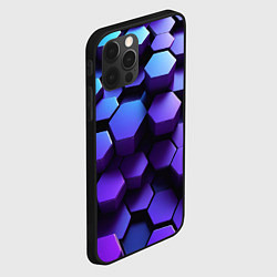 Чехол для iPhone 12 Pro Max Абстрактные трехмерные фиолетовые гексагоны, цвет: 3D-черный — фото 2