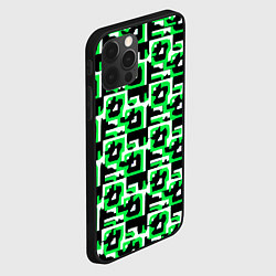 Чехол для iPhone 12 Pro Max Бело-зелёные фигуры на чёрном фоне, цвет: 3D-черный — фото 2
