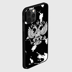 Чехол для iPhone 12 Pro Max Герб РФ люди в красках, цвет: 3D-черный — фото 2