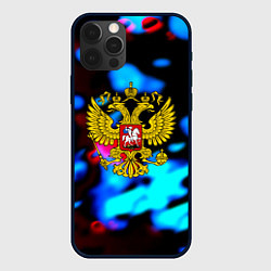 Чехол для iPhone 12 Pro Max Герб РФ блюр боке, цвет: 3D-черный