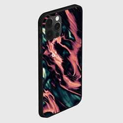 Чехол для iPhone 12 Pro Max Абстракция тёмный бирюзово-розовый, цвет: 3D-черный — фото 2