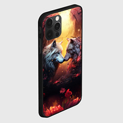 Чехол для iPhone 12 Pro Max Влюбленные волки и искры, цвет: 3D-черный — фото 2