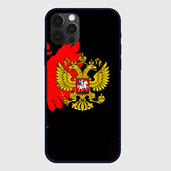 Чехол для iPhone 12 Pro Max Герб РФ красный, цвет: 3D-черный