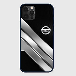 Чехол для iPhone 12 Pro Max Nissan metal steel auto, цвет: 3D-черный