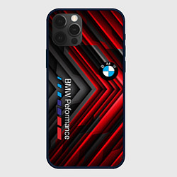 Чехол для iPhone 12 Pro Max BMW geometry stripes red, цвет: 3D-черный