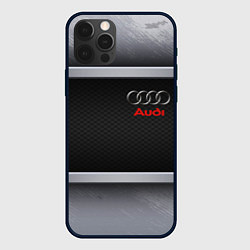 Чехол для iPhone 12 Pro Max Audi metal texture, цвет: 3D-черный