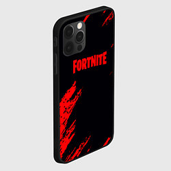 Чехол для iPhone 12 Pro Max Fortnite красные краски лого, цвет: 3D-черный — фото 2