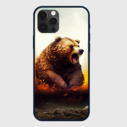 Чехол для iPhone 12 Pro Max Агрессивный бурый медведь, цвет: 3D-черный