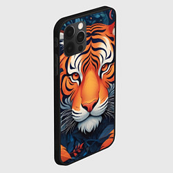 Чехол для iPhone 12 Pro Max Тигр в синих листьях, цвет: 3D-черный — фото 2