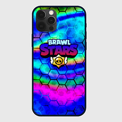 Чехол для iPhone 12 Pro Max Brawl stars neon gradient, цвет: 3D-черный