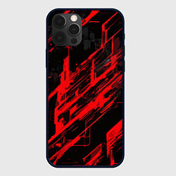 Чехол для iPhone 12 Pro Max Red stripes on a black background, цвет: 3D-черный