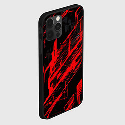 Чехол для iPhone 12 Pro Max Red stripes on a black background, цвет: 3D-черный — фото 2