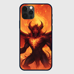 Чехол для iPhone 12 Pro Max Страшный огненный монстр, цвет: 3D-черный