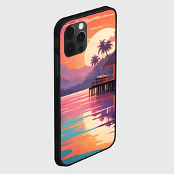 Чехол для iPhone 12 Pro Max Летний домик пальмы закат, цвет: 3D-черный — фото 2