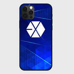 Чехол для iPhone 12 Pro Max Exo blue poly, цвет: 3D-черный