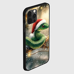 Чехол для iPhone 12 Pro Max Новогодняя змея на ветке ели, цвет: 3D-черный — фото 2