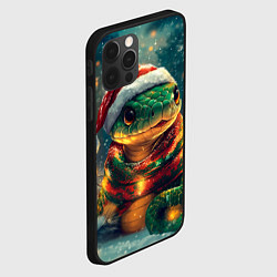 Чехол для iPhone 12 Pro Max Новогодняя большая змея, цвет: 3D-черный — фото 2