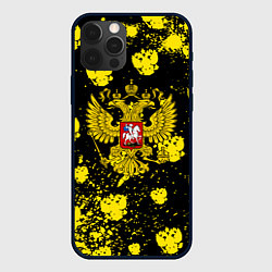 Чехол для iPhone 12 Pro Max Жёлтые краски герб, цвет: 3D-черный