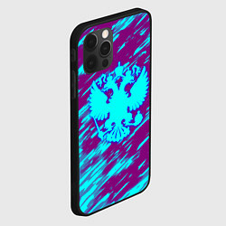 Чехол для iPhone 12 Pro Max Герб РФ холодные краски, цвет: 3D-черный — фото 2