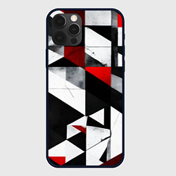 Чехол для iPhone 12 Pro Max Red and black abstraction on a white background, цвет: 3D-черный