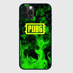 Чехол для iPhone 12 Pro Max PUBG green fire game, цвет: 3D-черный