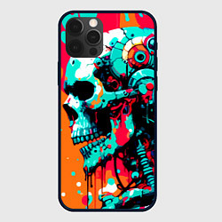 Чехол для iPhone 12 Pro Max Cyber skull sketch - ai art fantasy, цвет: 3D-черный