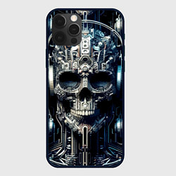 Чехол для iPhone 12 Pro Max Кибер череп в наушниках - нейроарт, цвет: 3D-черный