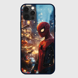 Чехол для iPhone 12 Pro Max Spider-man new year, цвет: 3D-черный