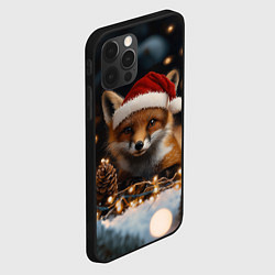 Чехол для iPhone 12 Pro Max Лисица в новогодней шапочке, цвет: 3D-черный — фото 2