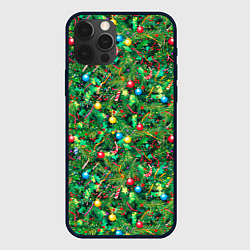 Чехол для iPhone 12 Pro Max Разноцветные шары на ёлке, цвет: 3D-черный