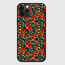 Чехол для iPhone 12 Pro Max Остролистный падуб и золотые шары, цвет: 3D-черный
