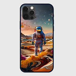 Чехол для iPhone 12 Pro Max Космонавт на красочной планете, цвет: 3D-черный