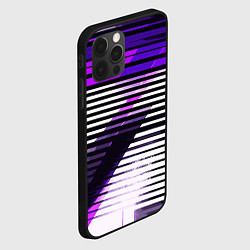 Чехол для iPhone 12 Pro Max Фиолетово-чёрные полосы на белом фоне, цвет: 3D-черный — фото 2