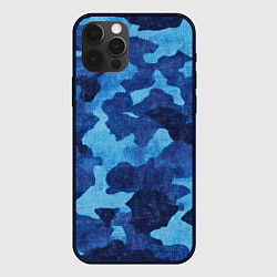 Чехол для iPhone 12 Pro Max Синий камуфляж, цвет: 3D-черный